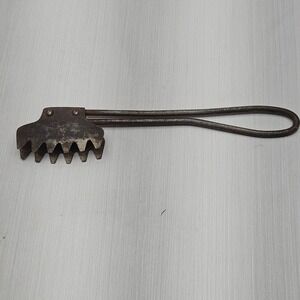Antique Primitive Hand Forged Iron Ice Chipper Meat Tenderizer Sawtooth Tool